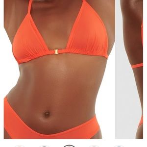 Skims sheer bralette Red/coral color with front open and gold hardware.